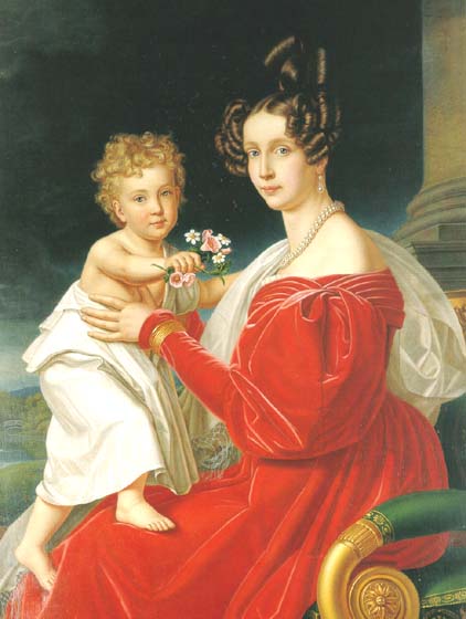 母・ゾフィー大公妃に抱かれたフランツ王子 出典：Wikipedia